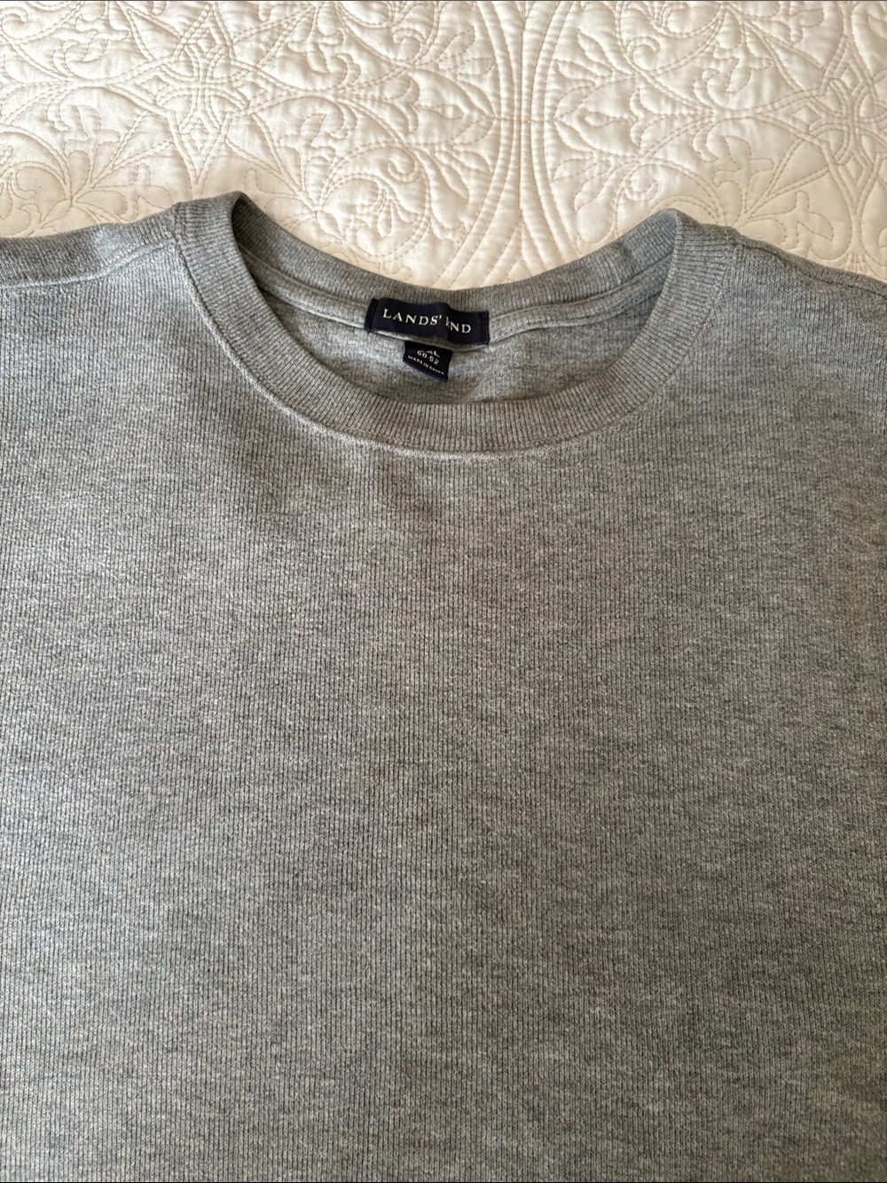 Lands' End Men's Crewneck Sweater in Heather Gray